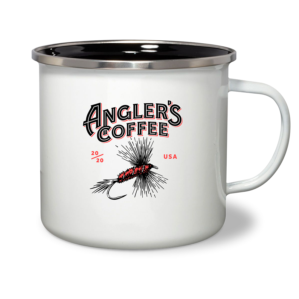 1991 Anglers Expression Fly Fishing No Spill Stoneware Travel Mug