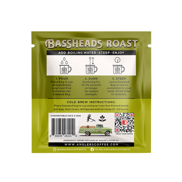 Bassheads Single Serve - Fresh Brew Coffee Pouch - 12 Month Gift Subscription - Delivers Monthly